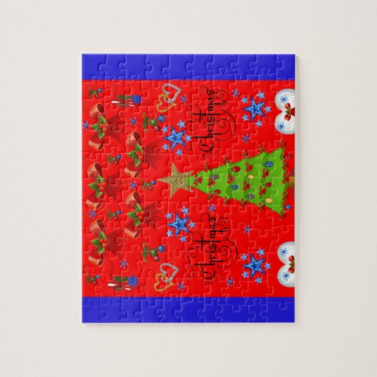 kerstcadeaudoos voor kinderen rood legpuzzel (Verticaal)