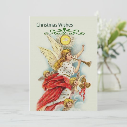kerstcadeauengelen feestdagenkaart (Staand voorkant)
