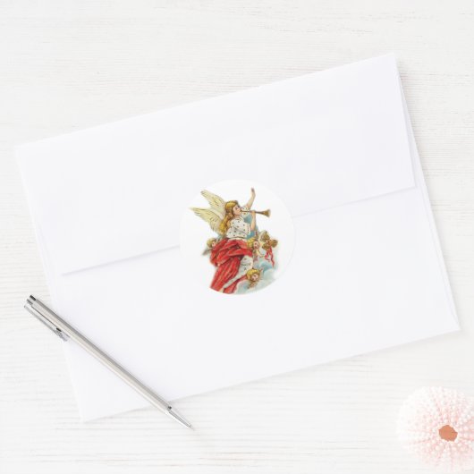 kerstcadeauengelen ronde sticker (Envelop)