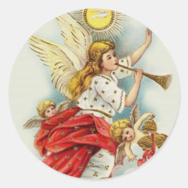 kerstcadeauengelen ronde sticker