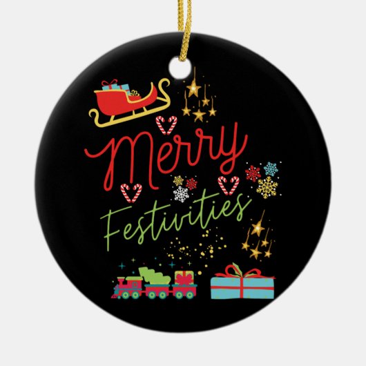 kerstcadeaufeestjes keramisch ornament (Voorkant)