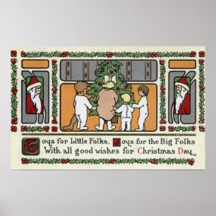 kerstcadeauFolk Art-kerstscène Poster