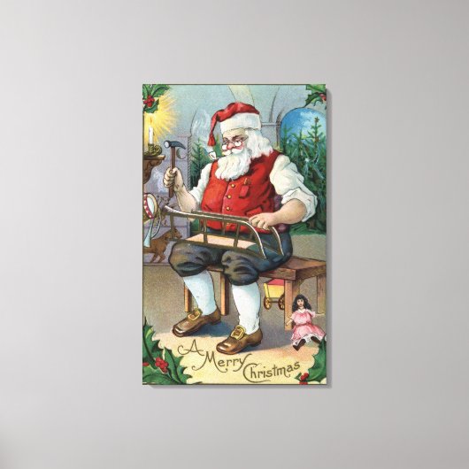 kerstcadeaugebouwSanta Building Sled Canvas Afdruk (Voorkant)