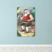 kerstcadeaugebouwSanta Building Sled Canvas Afdruk (Insitu (Houten vloer))