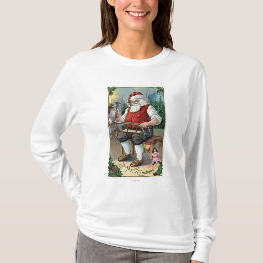 kerstcadeaugebouwSanta Building Sled T-shirt (Voorkant)