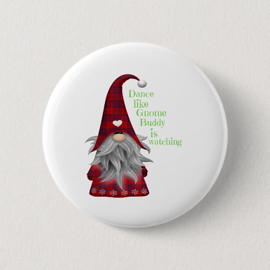 Kerstcadeauideeën Gnome Buddy kijkt naar T-shirt Ronde Button 5,7 Cm (Voorkant)