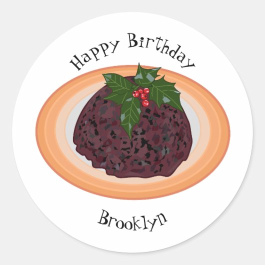 kerstcadeauillustratie cartoon ronde sticker (Voorkant)