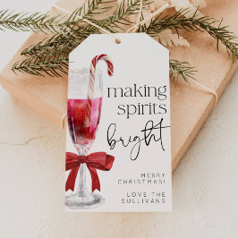 Kerstcadeaukaart 'Making Spirits Bright' Cocktails Cadeaulabel