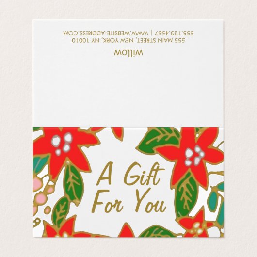 kerstcadeaukaart visitekaartje (Buitenkant ongevouwen)