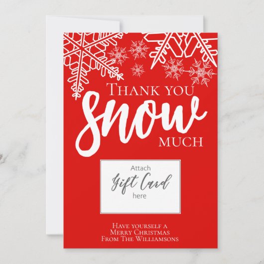 Kerstcadeaukaarthouder Hartelijk Dank Sneeuw Feestdagenkaart (Voorkant)