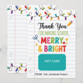 Kerstcadeaukaarthouder voor leraren Merry & Bright Kaart (Voorkant / Achterkant)