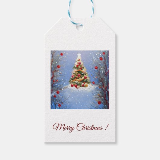 Kerstcadeaukaartjes Versierde kerstboom Cadeaulabel (Voorkant)