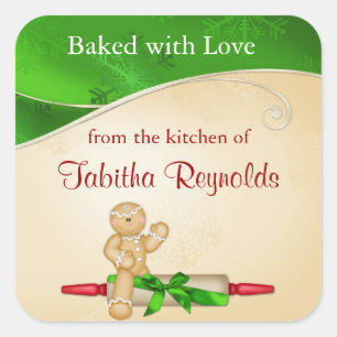 kerstcadeaulabel Gingerbrood Man Vierkante Sticker