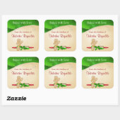 kerstcadeaulabel Gingerbrood Man Vierkante Sticker (Vel)