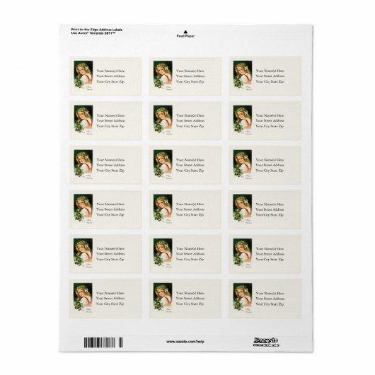  kerstcadeaulabel Holly Girl Etiket (Full Sheet)