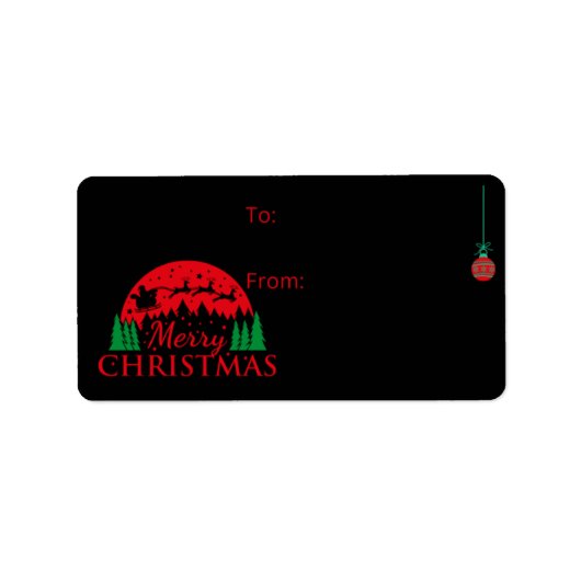 Kerstcadeaulabel Label Decoraal zwart (Voorkant)