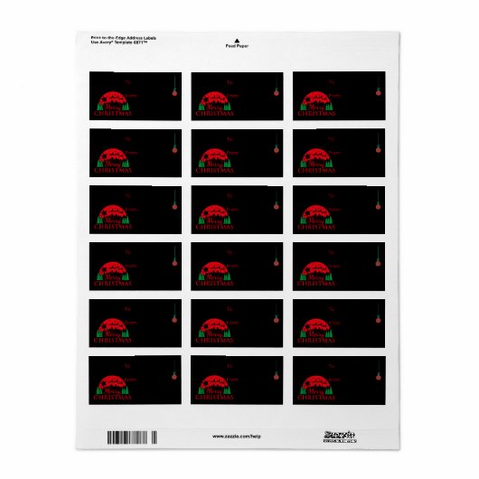 Kerstcadeaulabel Label Decoraal zwart (Full Sheet)