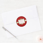 kerstcadeaulabel, prachtig rood en goud ronde sticker (Envelop)