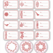 Kerstcadeaulabel Rood en wit Sticker (Voorkant)