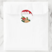 kerstcadeaulabel voor lezen mandje ronde sticker (Tas)