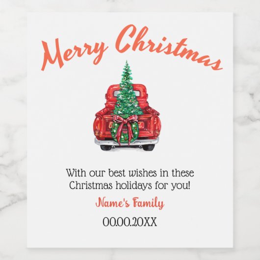 kerstcadeaulabel wijn etiket (Enkel label)