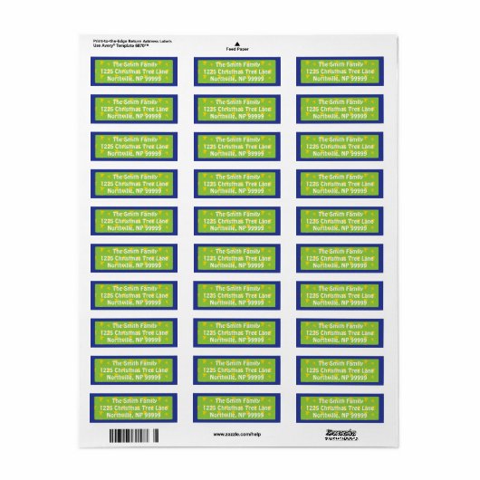 kerstcadeaulabels "Chevron Trees" Etiket (Full Sheet)