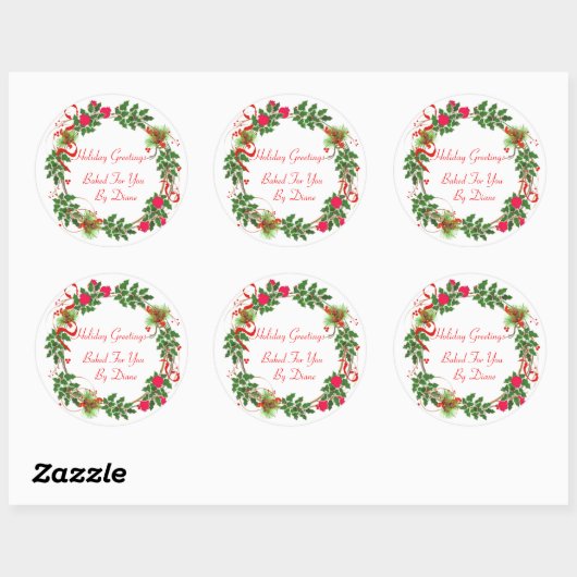kerstcadeaulabels ronde sticker (Vel)