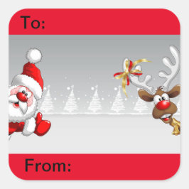 kerstcadeaulabels vierkante sticker