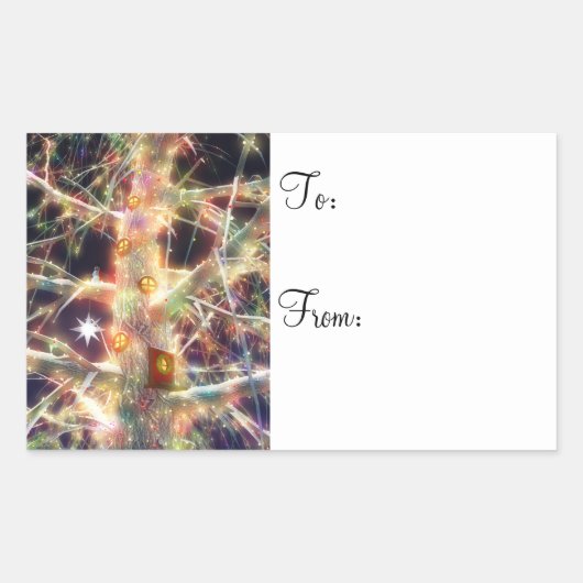 kerstcadeaulabels voor Treehouse Rechthoekige Sticker (Voorkant)