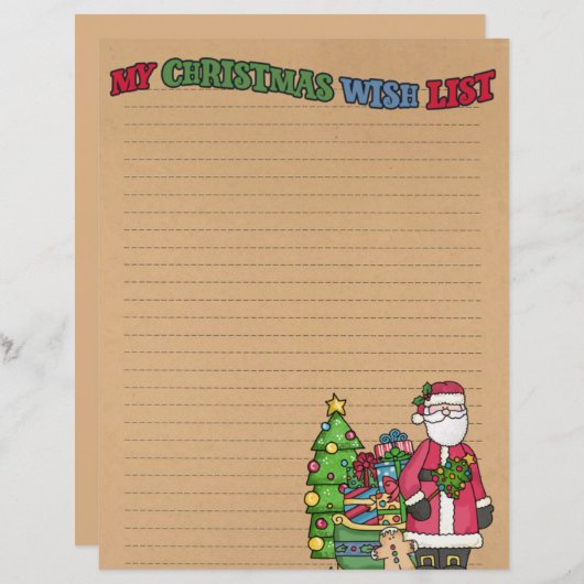 kerstcadeaulijst Papier (Voorkant / Achterkant)