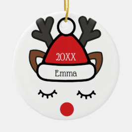 kerstcadeaunaam en foto's met kerstcadeautje Rudol Keramisch Ornament