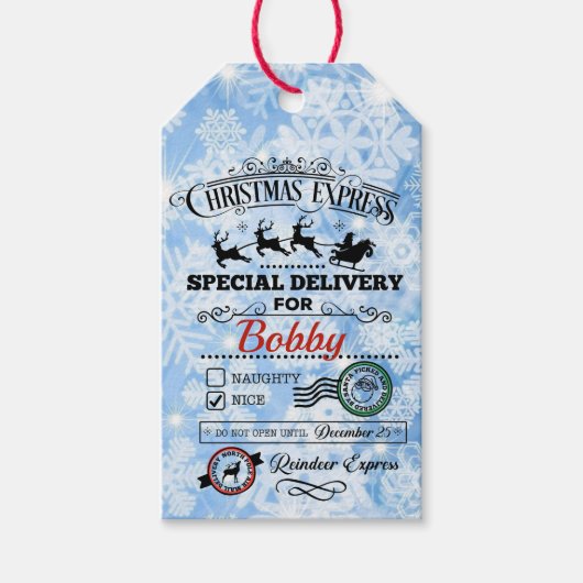 kerstcadeaunaam voor kerstcadeautjes voor de kerst cadeaulabel (Voorkant)