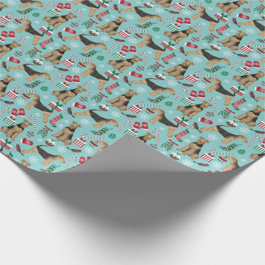 kerstcadeauomslag Airedale Terrier Cadeaupapier (Hoek)