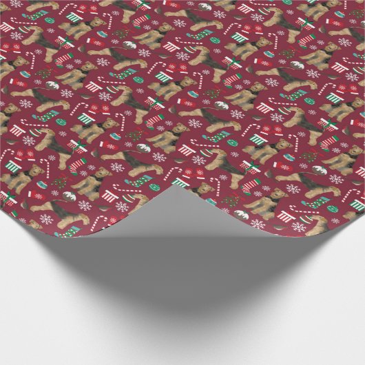 kerstcadeauomslag Airedale Terrier Cadeaupapier (Hoek)