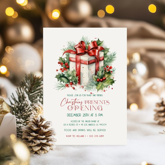 kerstcadeauopeningsfeest kaart