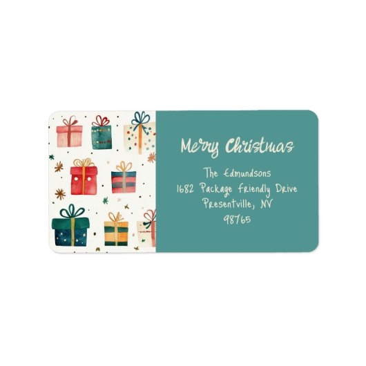 Kerstcadeaupakketten  adreslabel etiket (Voorkant)
