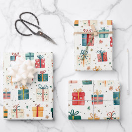  kerstcadeaupakketten inpakpapier vel