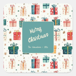 Kerstcadeaupakketten  vierkante sticker