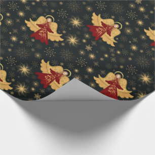 Kerstcadeaupapier - Engelen & Sterren Sneeuwvlokke Cadeaupapier