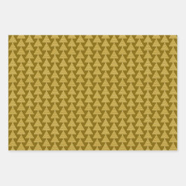 Kerstcadeaupapier – Gouden & Groene Bomen Inpakpapier Vel