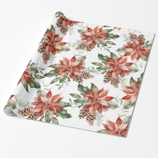 kerstcadeaupapier, insettia holiday-omslagpapier cadeaupapier (Uitgerold)