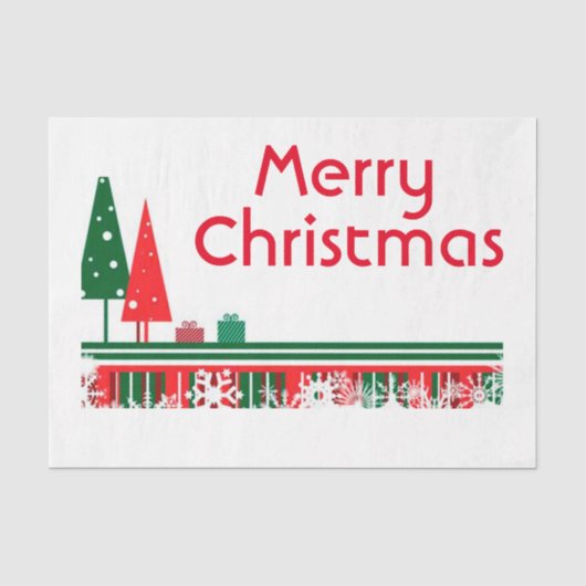 kerstcadeaupapier/kerstbomen tissuepapier (Voorkant)