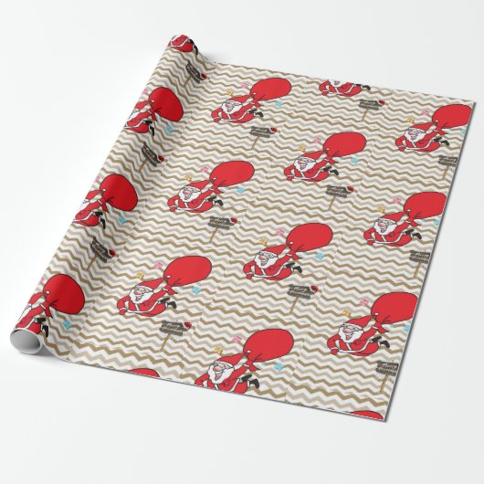 Kerstcadeaupapier Kerstman Cadeaupapier (Uitgerold)