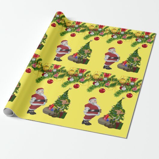 Kerstcadeaupapier Kerstman Cadeaupapier (Uitgerold)