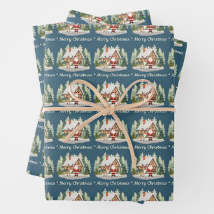 Kerstcadeaupapier - Leuke Kerstman Rendieren Inpakpapier Vel