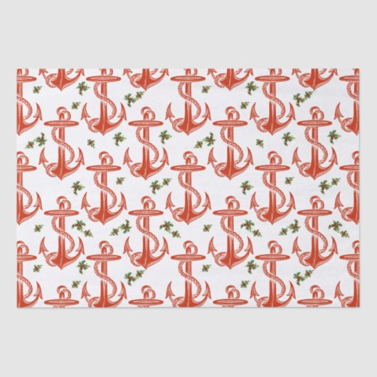 kerstcadeaupapier met anker of rood tissuepapier (Voorkant)