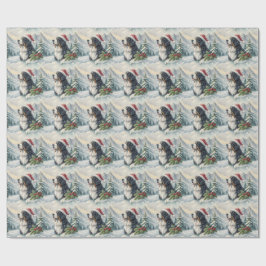 Kerstcadeaupapier met Berner Sennenhond Cadeaupapier