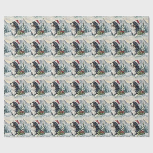 Kerstcadeaupapier met Berner Sennenhond Cadeaupapier (Vlak)