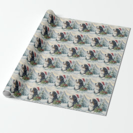Kerstcadeaupapier met Berner Sennenhond Cadeaupapier