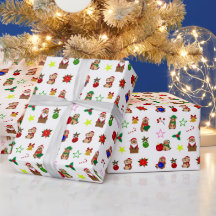 Kerstcadeaupapier met capibara's